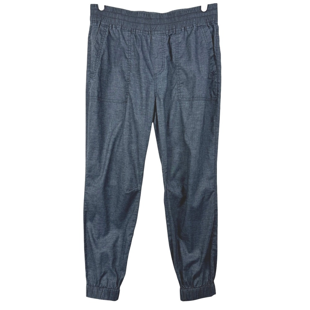 Prana Women's Jogger Pants‎ Medium Blue Hemp Blend Elastic Waist Pockets Casual